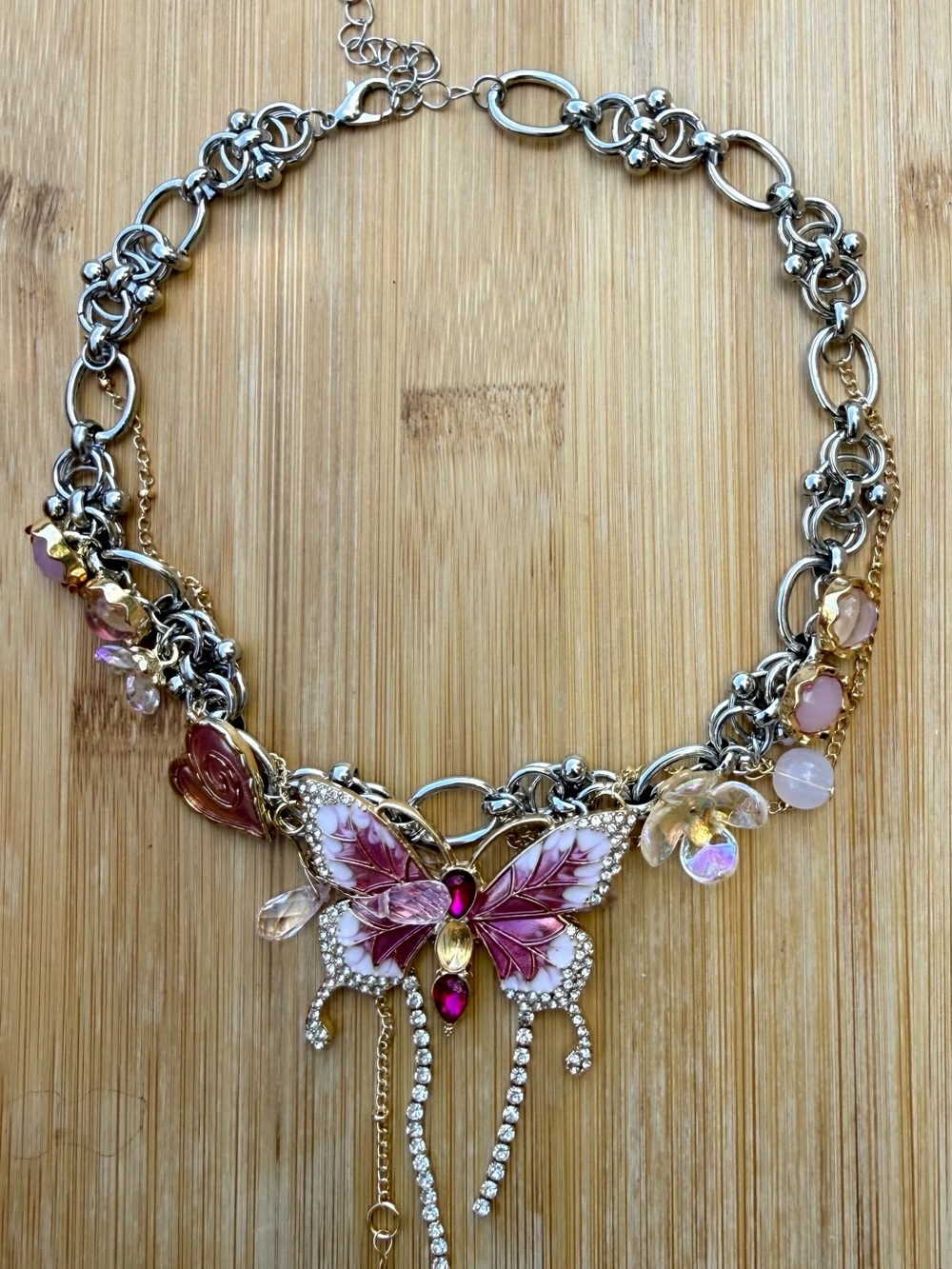 Pink Charm Necklace Statement Jewelry - Picture 3 of 4